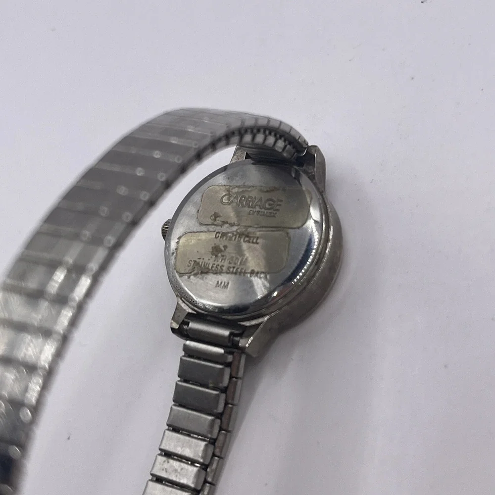 Carriage by Timex Watch Women Silver Tone Stretch‎ Band Round 30M WR- Working